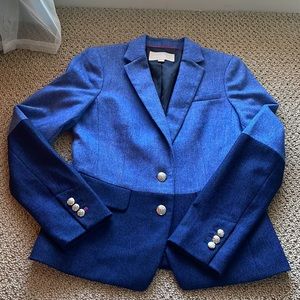 Banana republic hack ing jacket, sz 6. Colorblock blues with herringbone pattern